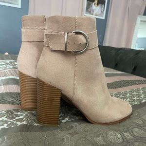 Pink suede ankle boots